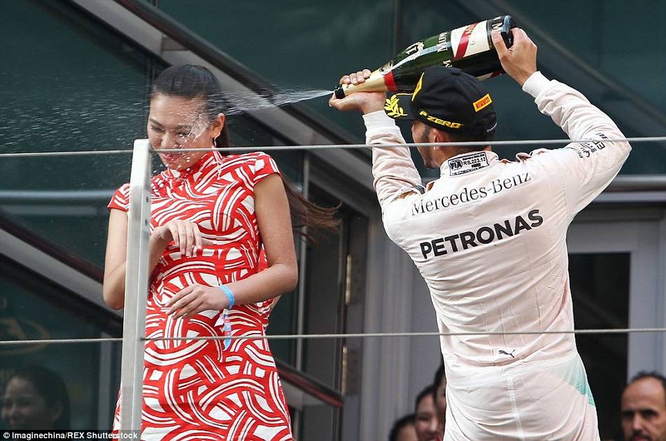 Criticas a Hamilton por su celebración sexista en el GP de China