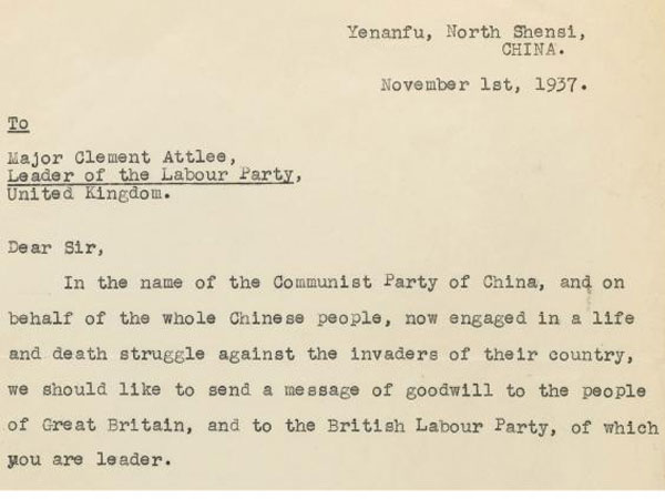 Una carta de Mao Zedong dirigida a Clement Attlee
 se subastará en Reino Unido