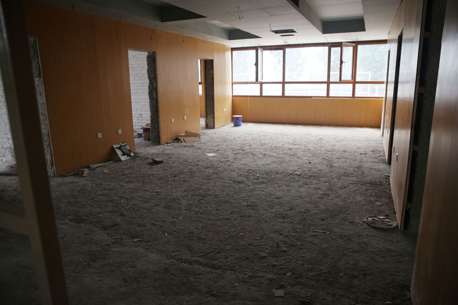 Vista interior de la primera casa construida con impresión 3D en el distrito Tongzhou de Beijing, el 1 de julio de 2016. 