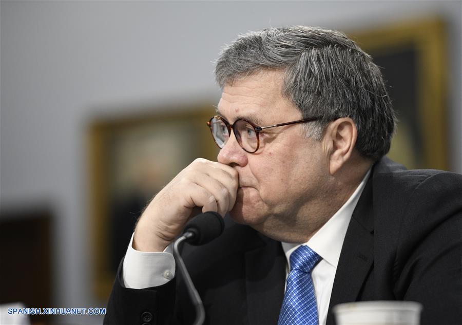 Imagen del 9 de abril de 2019, del fiscal general estadounidense William Barr, testificando ante el Subcomité de Comercio, Justicia, Ciencia y Agencias Relacionadas, en Washington D.C., Estados Unidos. El Departamento de Justicia de Estados Unidos publicó el jueves una versión editada del informe de investigación del fiscal especial Robert Mueller sobre la presunta intervención rusa. (Xinhua/Liu Jie)