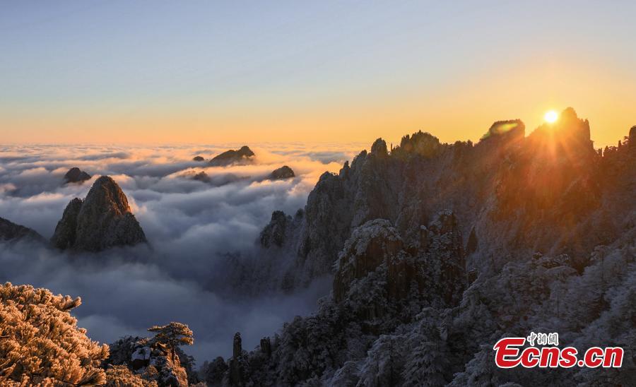 Paisaje de escarcha en la monta?a Huangshan