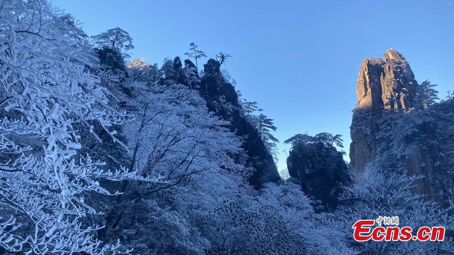 Paisaje de escarcha en la monta?a Huangshan