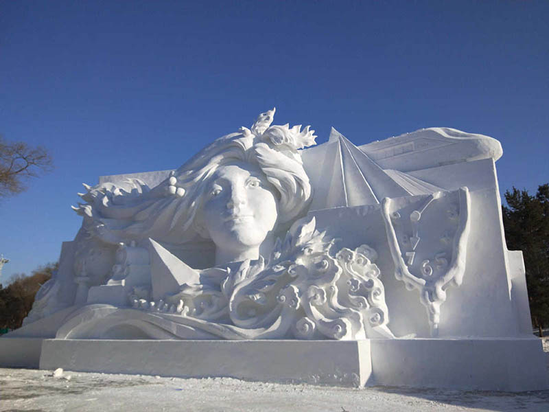 Pieza que participará de la 33 Exposición Internacional de Escultura de Nieve Isla del Sol de Harbin. (Foto: Song Yunjun/ China Daily)