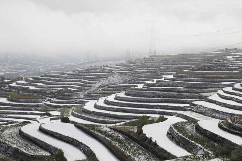 El aire invernal convierte a Gansu en un paisaje nevado