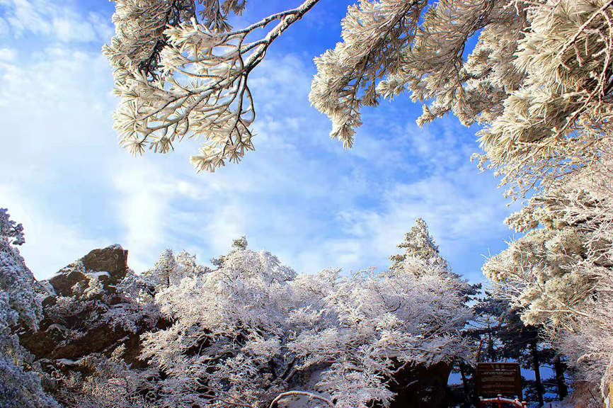 Monta?a Yaoshan cubierta de nieve en Henan: una imagen de cuento de hadas